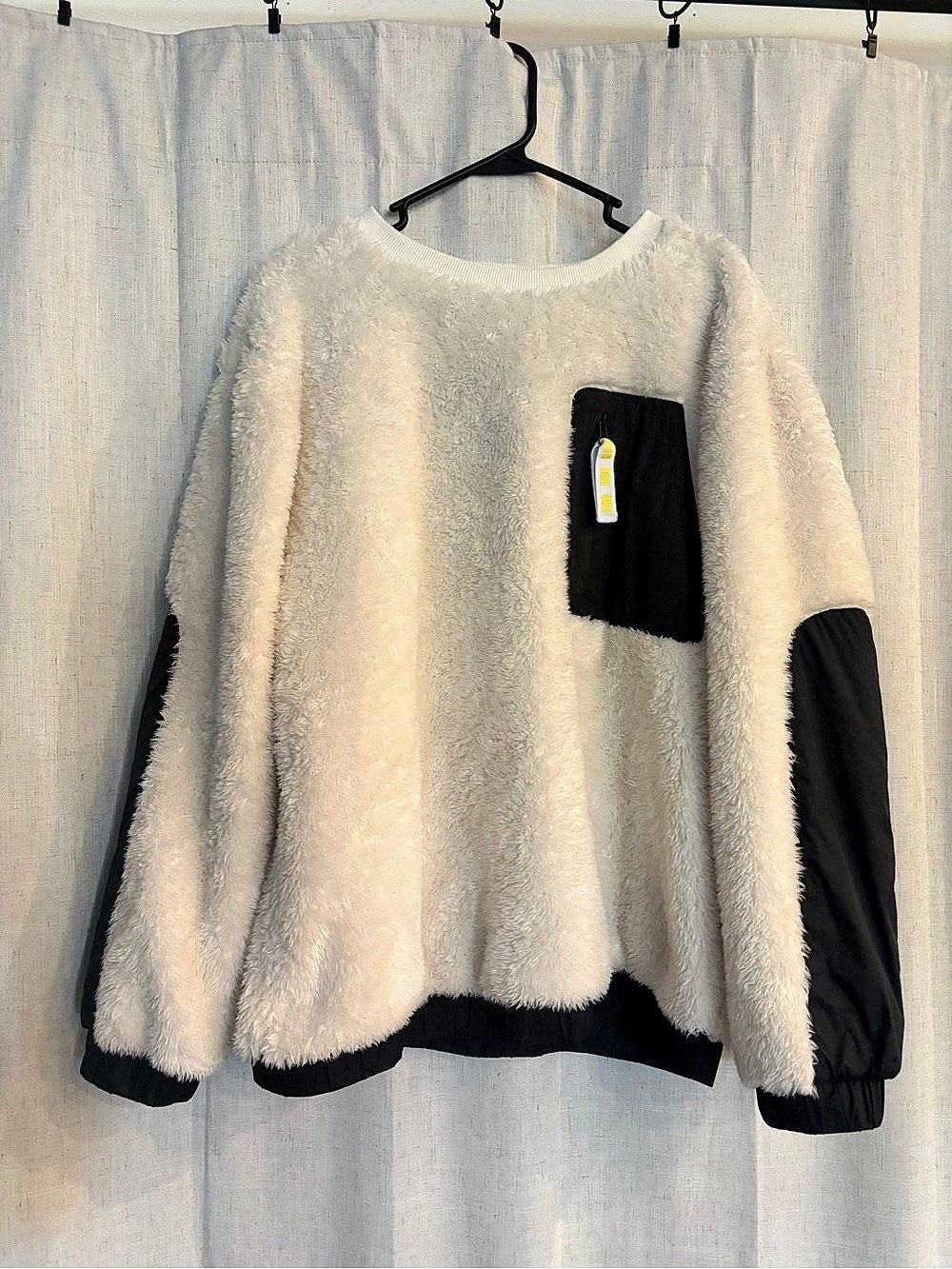 UGG Niko Sherpa Crewneck Pullover Cream Black Fleece Women’s Large